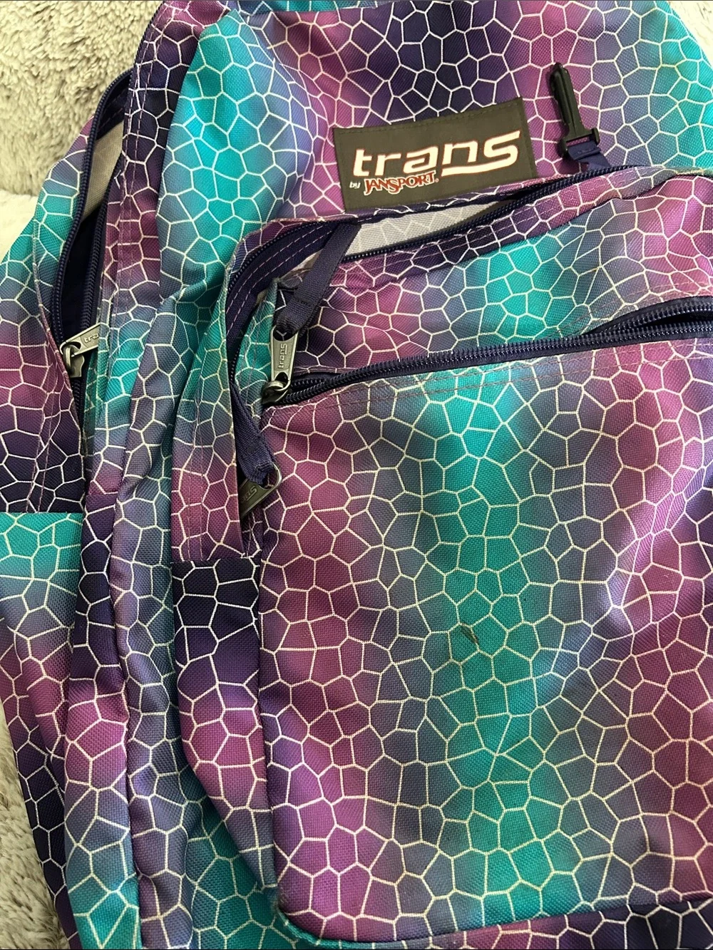 Jansport Purple Teal Pink Gradient Mosaic Backpack